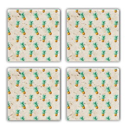 Hermia Set de 4 Alfombrillas de Cristal de Piedra Natural Multicolor